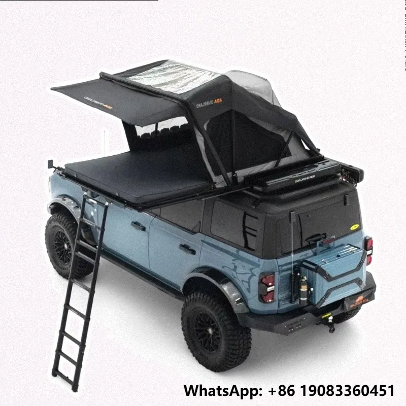 ADA OVERLAND Fiberglass Base Car Rooftop Tent Extendable Hard Shell Roof Top Tent with Inflatable Mattress Camping