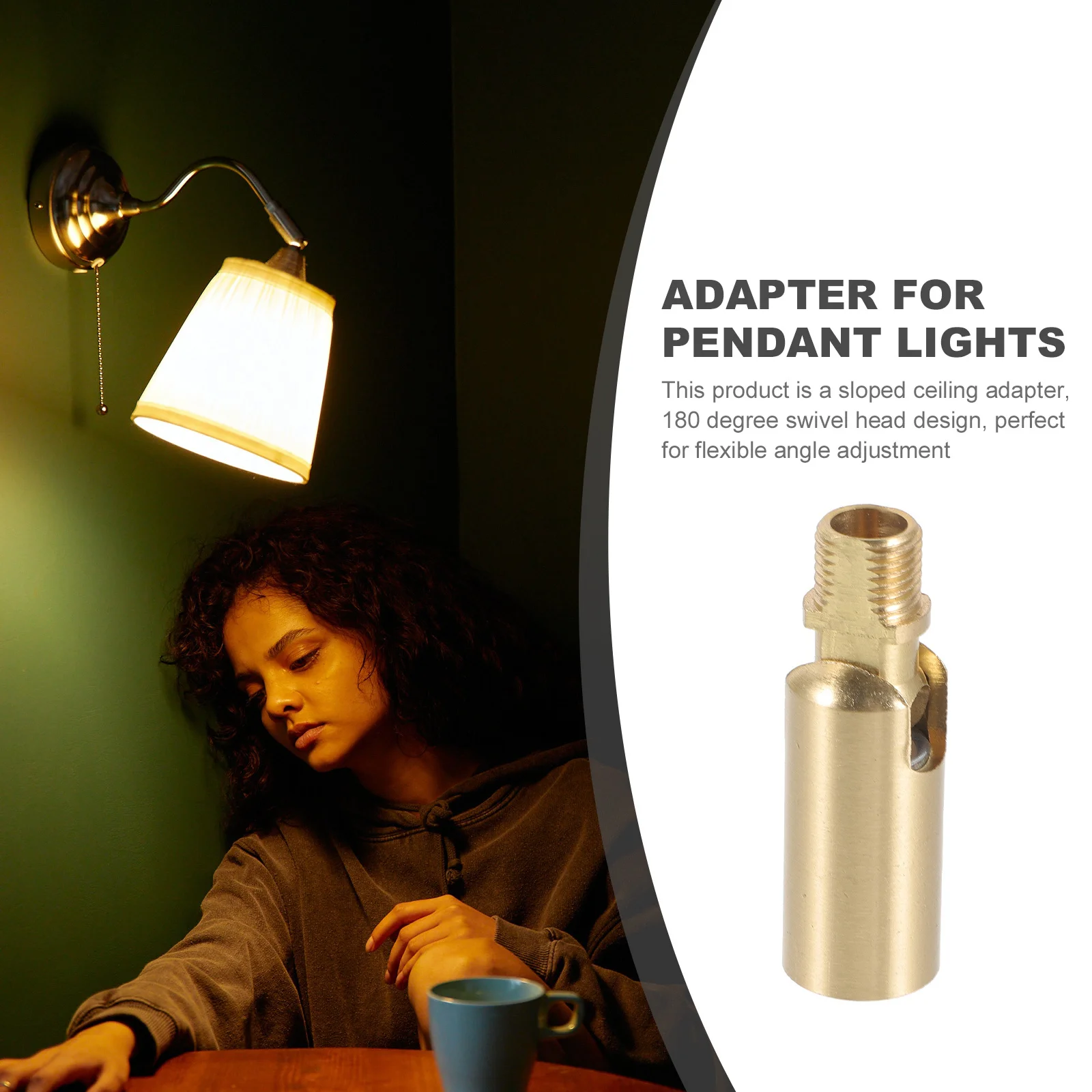 

Pure Copper Sloped Ceiling Adapter with Sealed Design 180 Degree Swivel Head for Wall Sconce Pendant Suspensions Ceiling Light