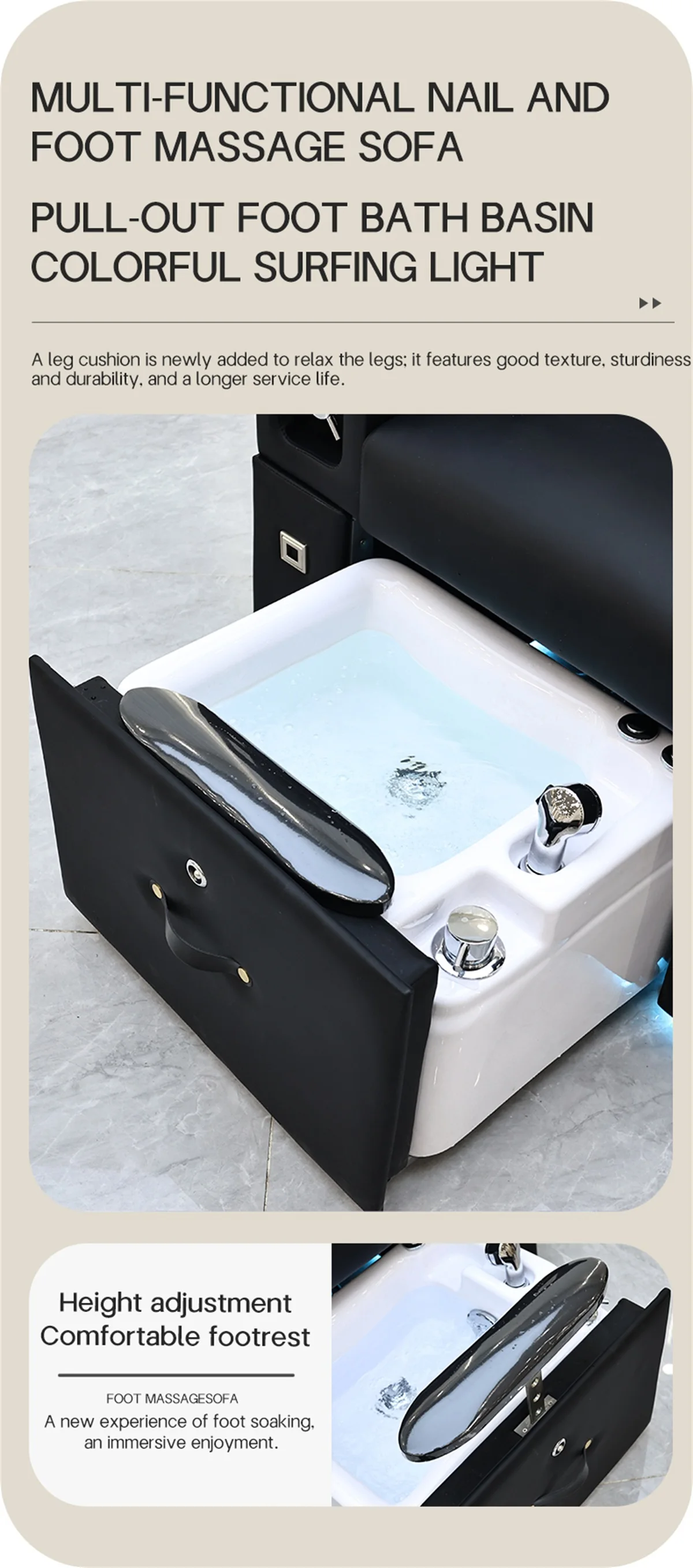 Professioneller Multifunktionaler Pediküre-Massagestuhl, Komfortabel & Langlebig, All-in-One Fußbad für Nagelstudios & Beauty-SPA – Detail 6