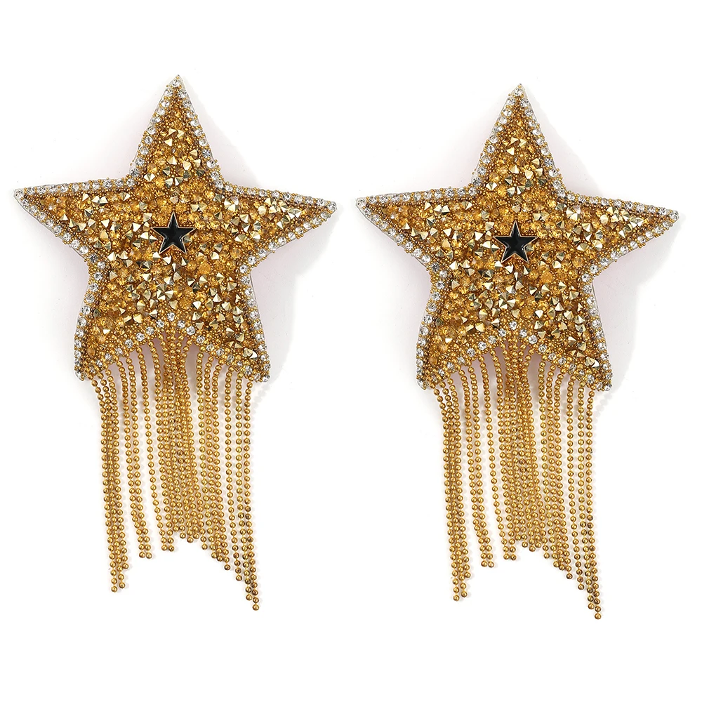 Women 1 Pair Rhinestone Star Nipple Covers Sexy Tassel Bra Pasties Sticker Breast Wear Nipple Pasties Reusable Chest Stickers