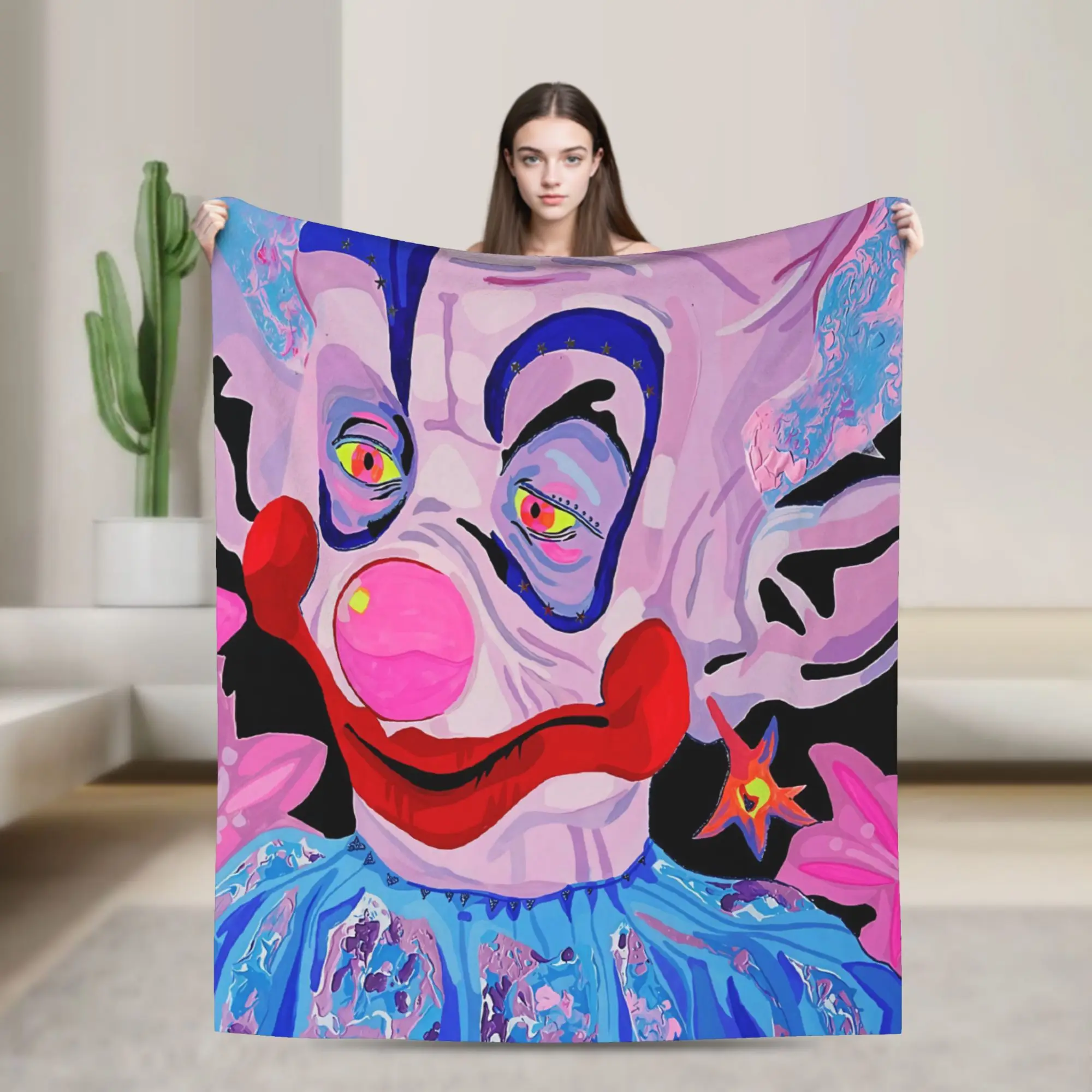 Killer Klowns From Outer Space Wax Soft Warm Blanket Plush Throw Blanket Novelty Home Decor Flannel Bedspread Sofa Bed Cover