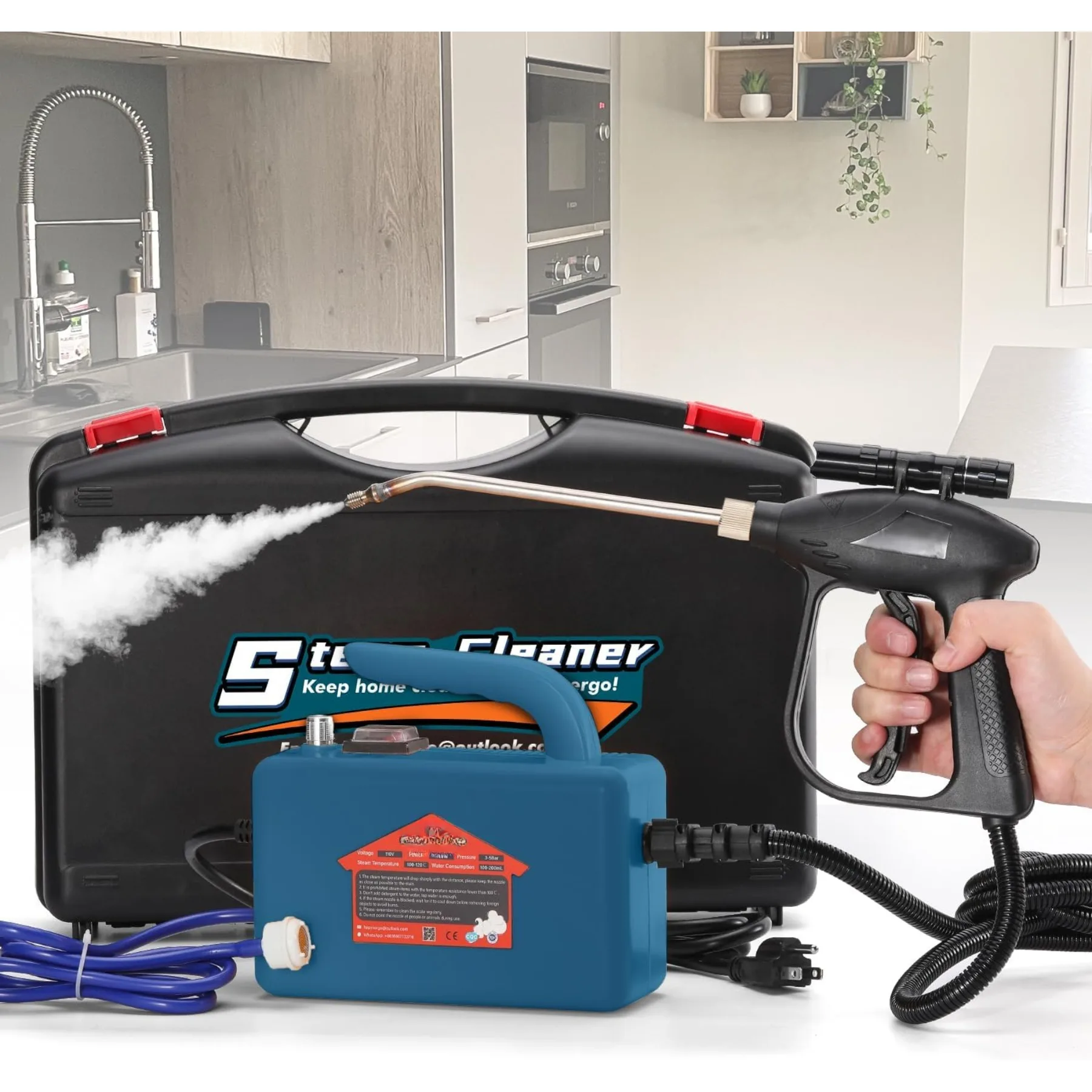 

High-pressure steam cleaner - 1700W handheld steam cleaner, used for cleaning grouting tiles, handheld portable steam cleaner