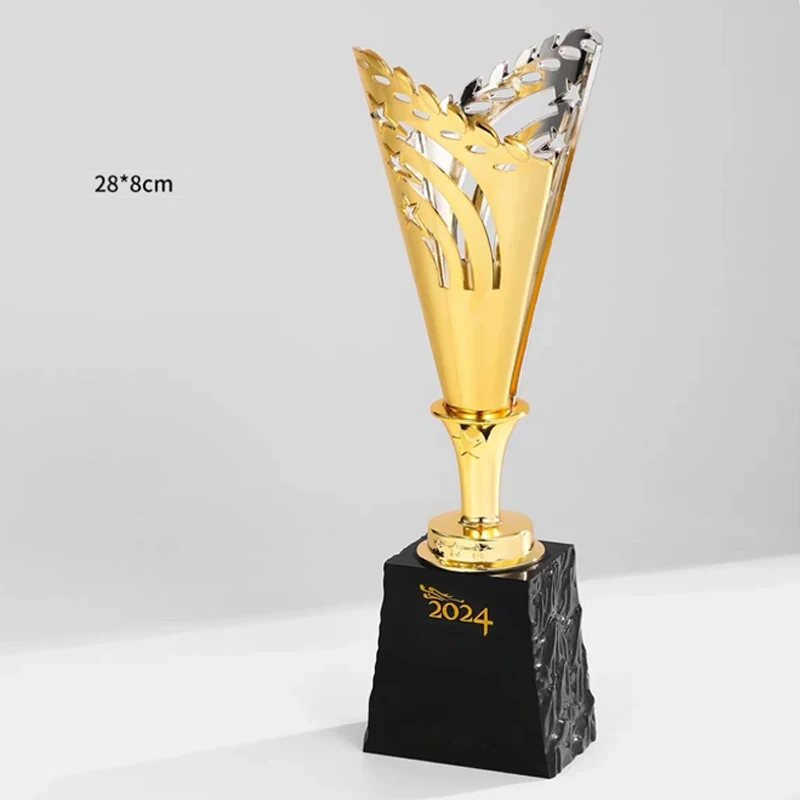 Customized Metal Trophy Crystal Base Trophies, Football Souvenir High-Grade Excellent Staff's Anniversary Award, Home Decor, 1Pc
