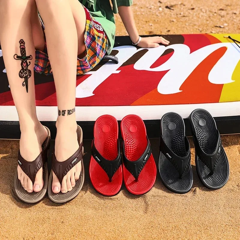 Men Massage Flip Flops Summer Breathable Beach Orthopedic Slippers Wide Width Comfort Outdoor Slides