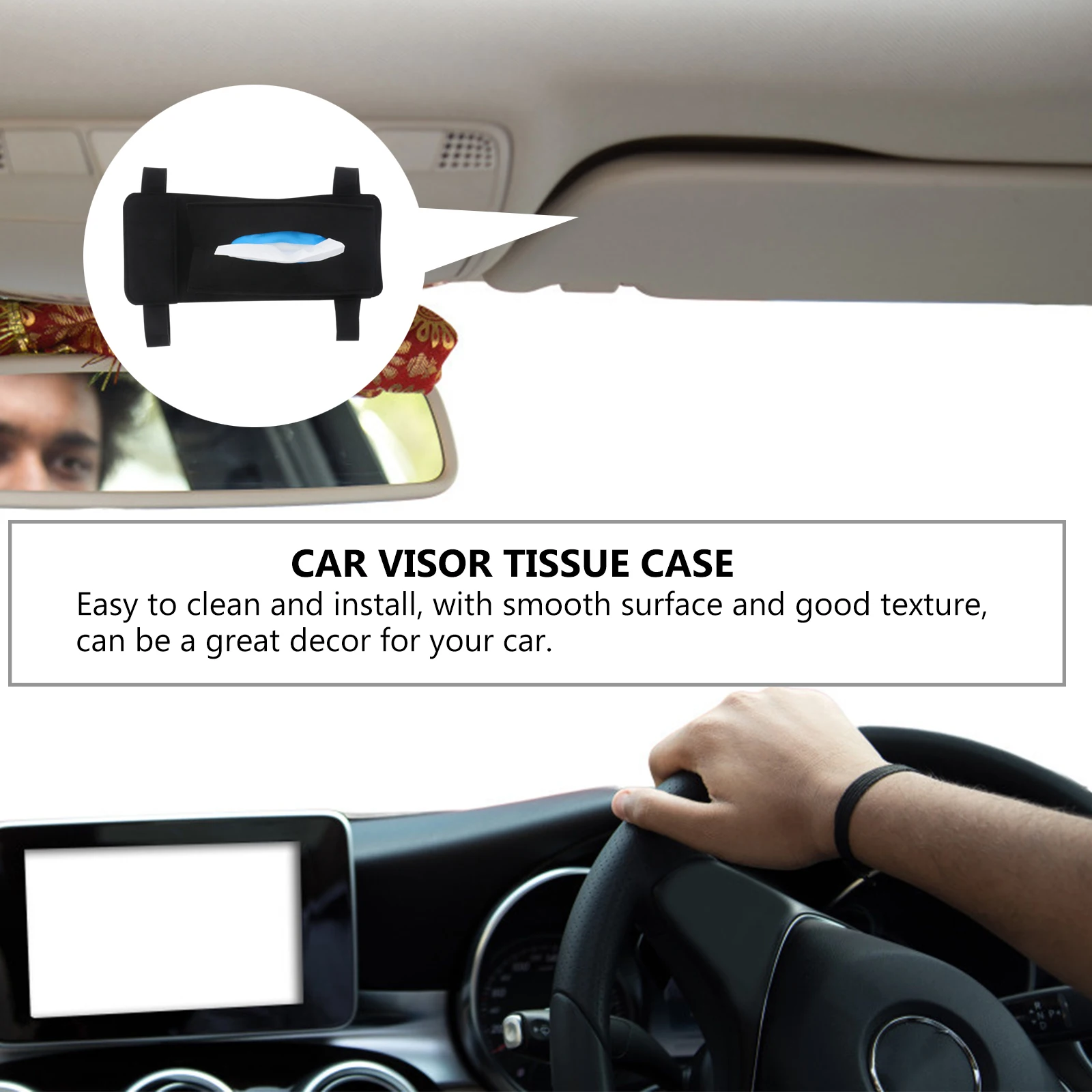 

Car Tissue Box Paper Towel Holder Felt Napkin Dispenser Black Storage Visor Hanging Organizer Mask Pouch Eco Friendly Durability