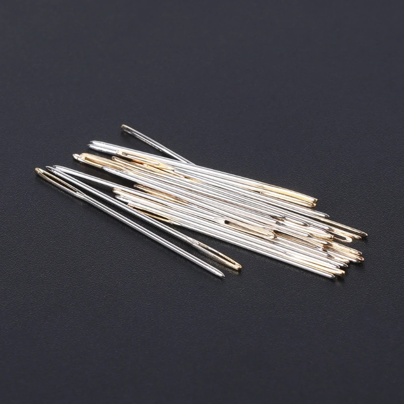 100PCS Multi-size Tail Embroidery Fabric Cross Stitch Darning Needles Craft Tools Size 24#/26# Stainless Steel DIY Sewing Needle