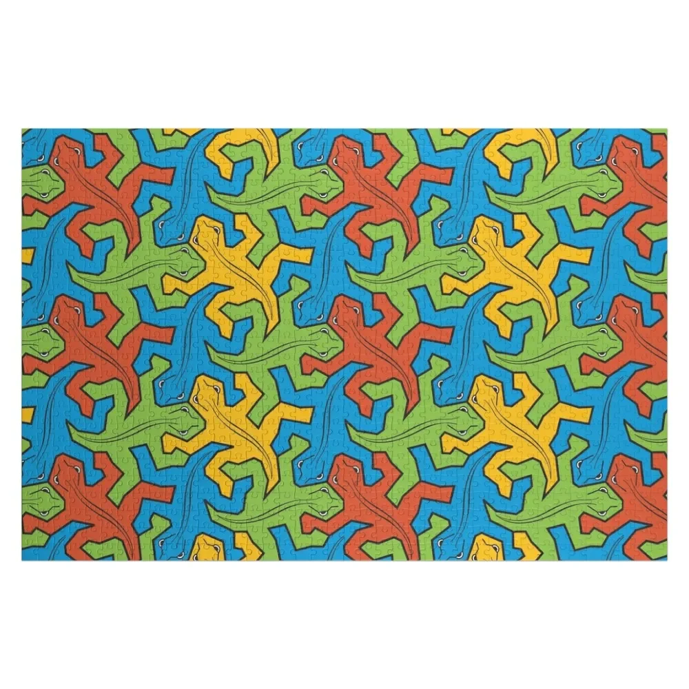 

The many lizard Escher Pattern Jigsaw Puzzle Custom Wood Picture Customized Gifts For Kids Puzzle