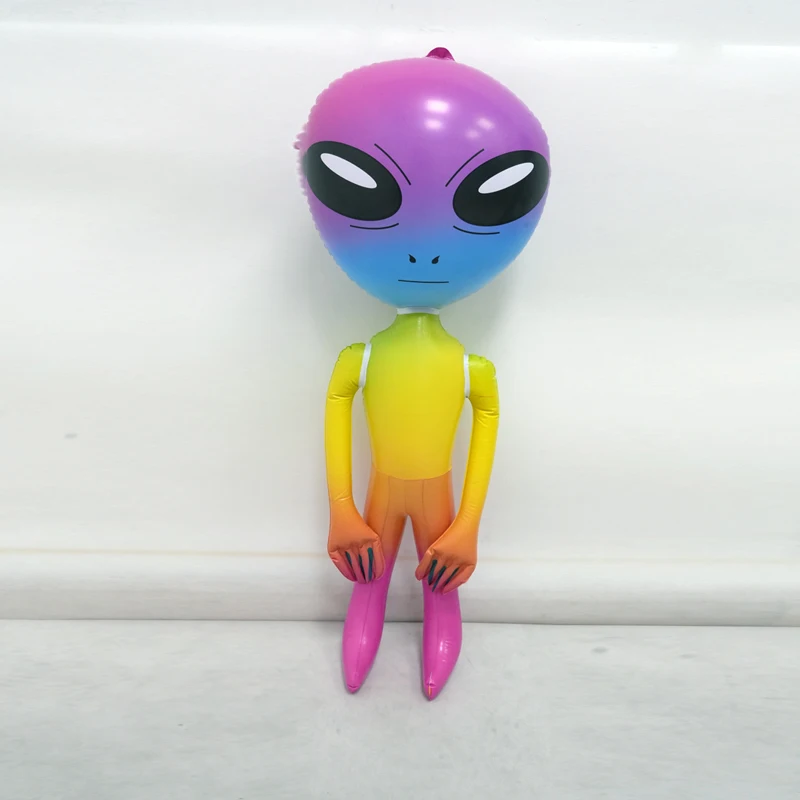 Galaxy Print Inflatable Alien Toy, Purple Starry Pattern Alien Figure, Themed Party Decoration, Inflatable Alien Prop, Halloween