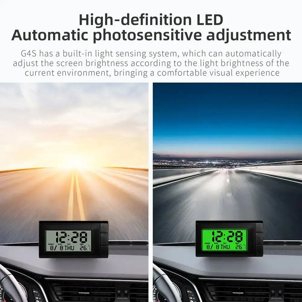 3 In1 Car Clock Time Watch Calendar Temperature Auto Backlight Digital Display Clocks Styling Car Interior Display LCD Tools