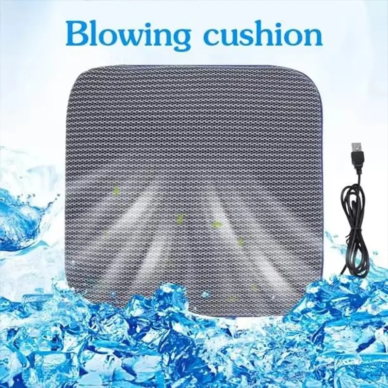 Summer Car Seat Cushion 3D Honeycomb Breathable Cushion USB Interface Fan Blowing Comfortable Cool Cushion for Car Home Cushion