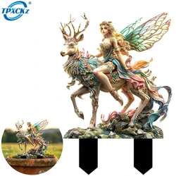 5Style Fairy Bohemian Style Ribbon Winged Fairy Hummingbird Acrylic Garden Stake Courtyard Garden Ground Potted Plant Decoration