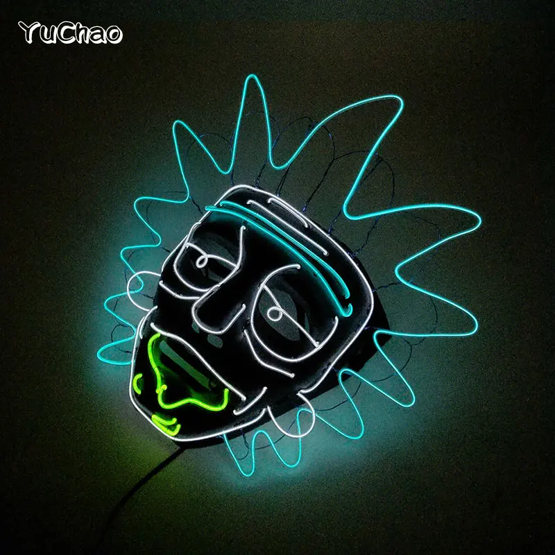 LED Movie Cosplay Mask Reunion Dance Party Dance Party Ball Masquerade Rick Mask For Face LED Characters Cosplay Disguise Mask