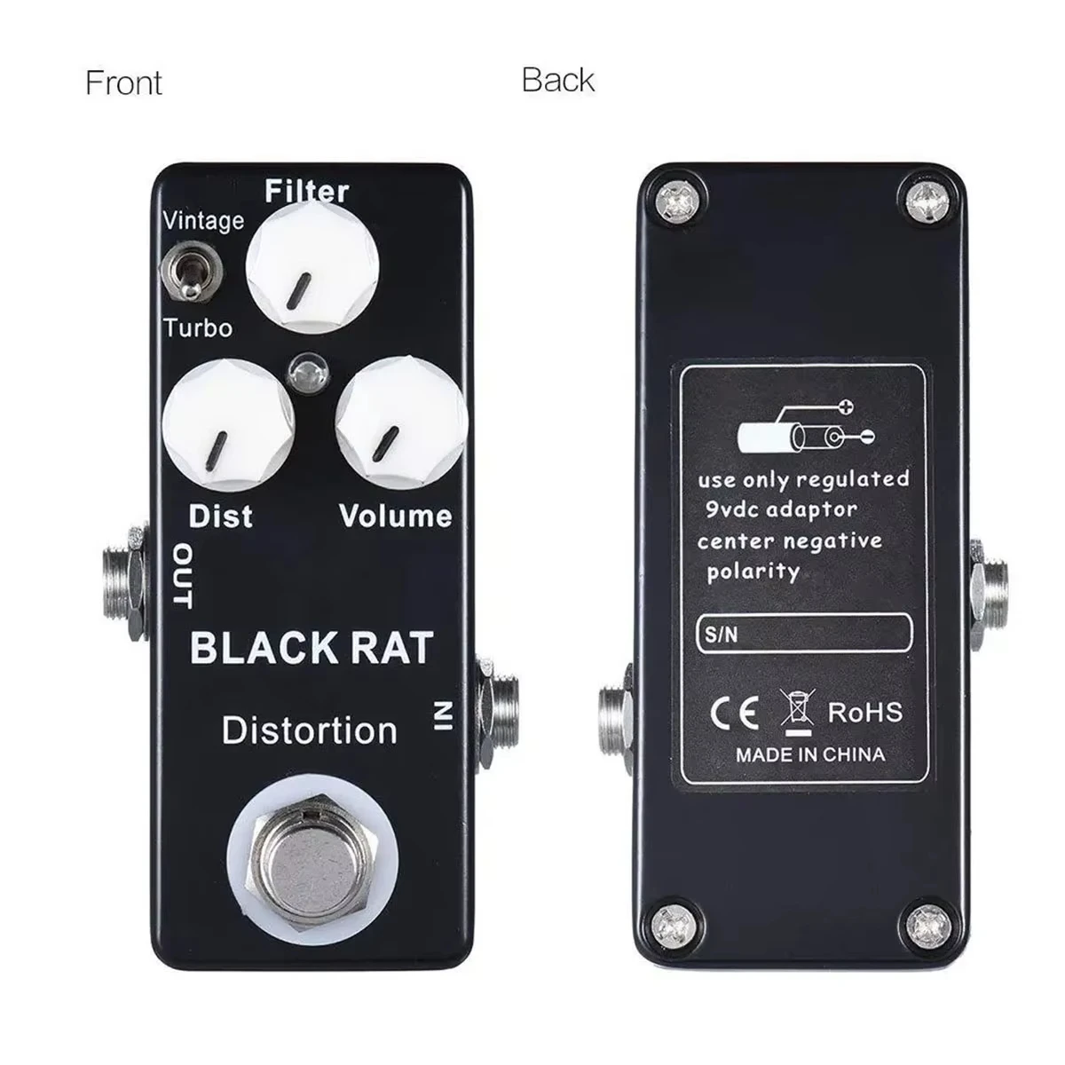 Mosky Black Rat Distortion Guitar Pedal Mini True Bypass Classic Turbo Rat Modes Analog Circuit