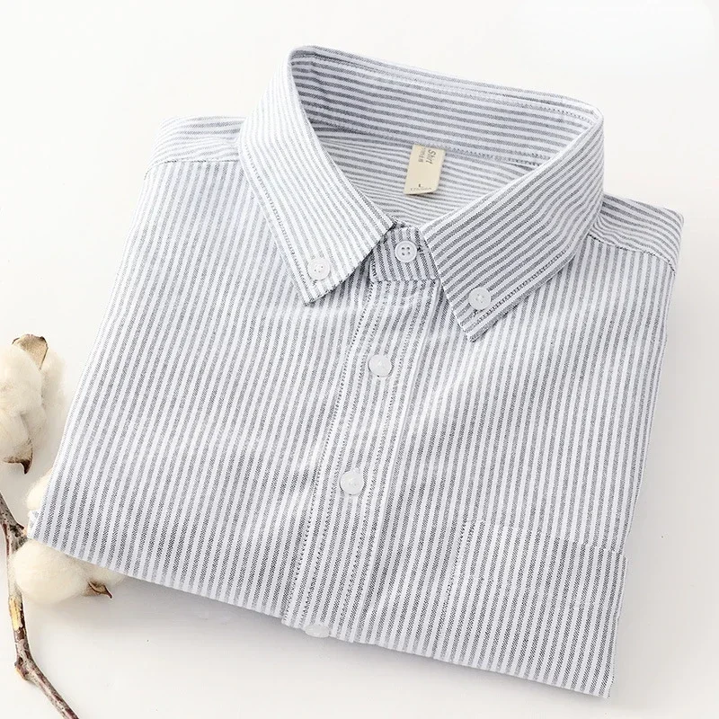 Solid Color Stripes Casual Shirts Men\'s Long Sleeved Turndown Collar Single Breasted Slim Business Shirt