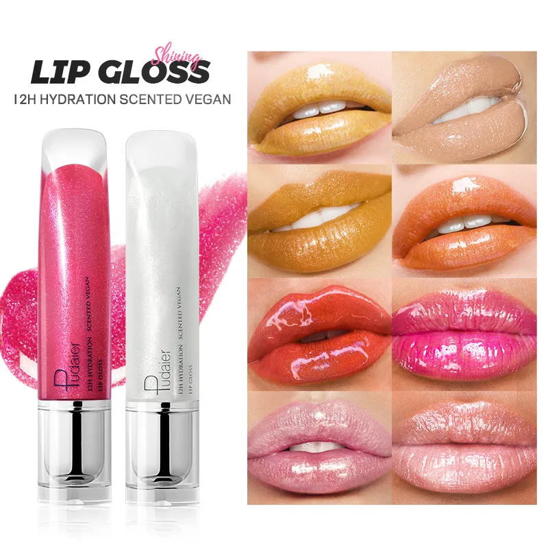 

8 Color Shiny Vitamin Mineral Oil Moisturizing Plumping Pigment Nude Lip Gloss Sexy Lip Tint Matte Liquid Lipstick Makeup Lips
