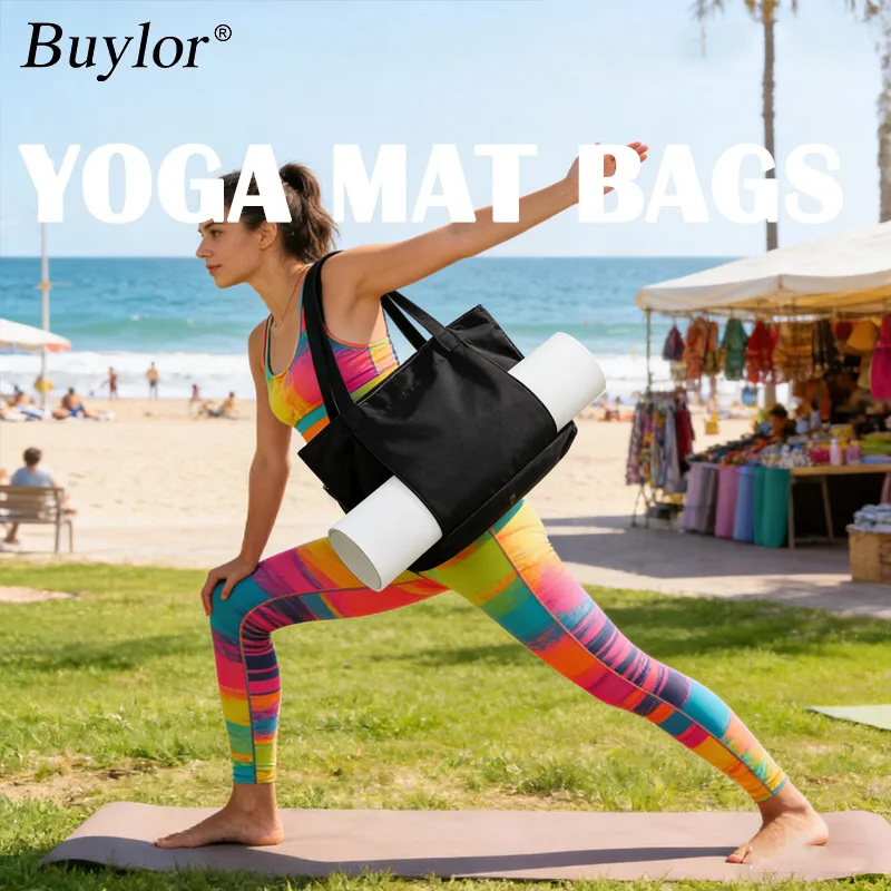 

Buylor Custom Logo Yoga Canvas Tote Bag for Women Meditation Reusable Grocery Shoulder Shopping Bags Motivational Girl Power