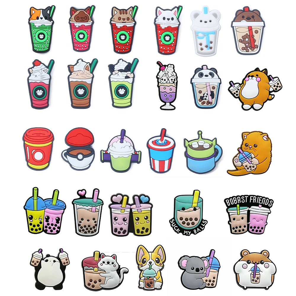 28-200pcs Mix Pop Drinks Shoe Charms PVC DIY Shoe accessories Decoration Buckle Fit Bands Bracelets Clog Sandal Garden for Gift