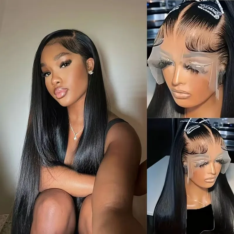 40 بوصة الباروكات الطبيعية 13x4 العظام شعر طبيعي مفرود الباروكات 200 الكثافة 13x6 HD الدانتيل الباروكات الأمامية شعر الإنسان قبل قطعها للنساء