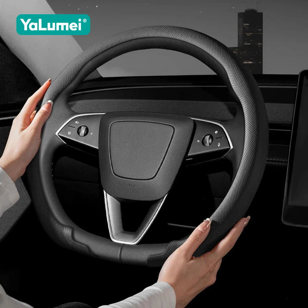 

For Tesla Model 3 Y S X 2019 - 2022 2023 2024 2025 2026 Car Steering Wheel Cover Nappa leather Non-slip Breathable Accessories