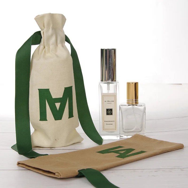 custom.Custom% Organic Cotton Muslin Drawstring Pouch with Printed Luxury Textile Packaging