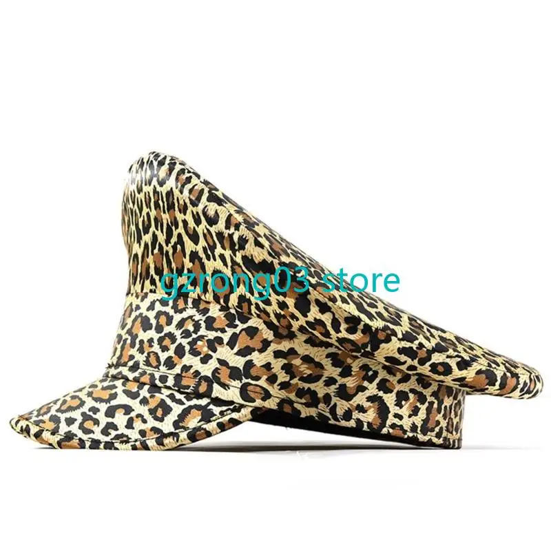 127C Captain Hat for Bachelorette Party Cocktail Parties Stage Captain Hat for Men Women Leopard Print Hat for Male Female