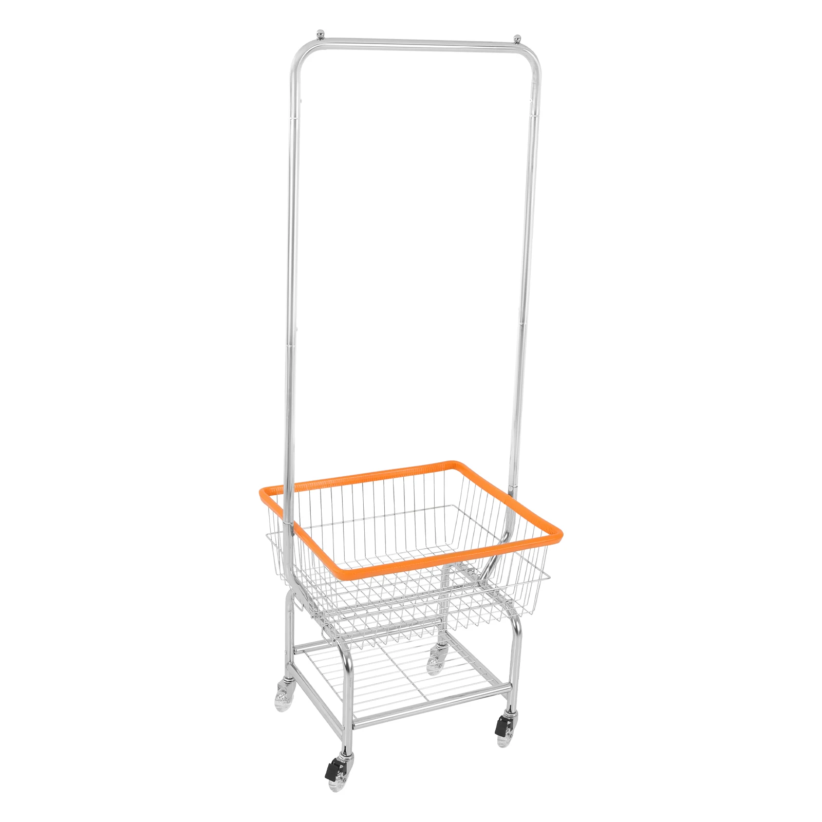 Large Capacity Clothes Cart, Rolling Laundry Cart, Laundry Cart with Hanging Rod