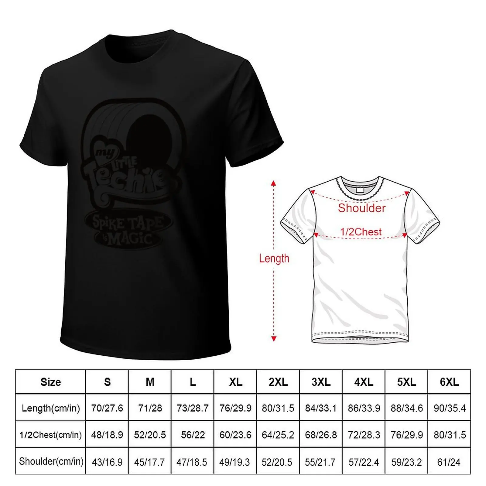 My Little Techie Spike Tape is Magic (Black on Black) T-Shirt Trend Art Print T-Shirt