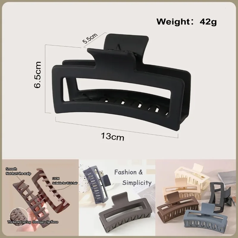 Mode 13CM Übergroßen Einfarbig Platz Matt Haar Shark Clip Kopfschmuck Haar Zubehör Geeignet Für Frauen Mädchen Dickes Haar