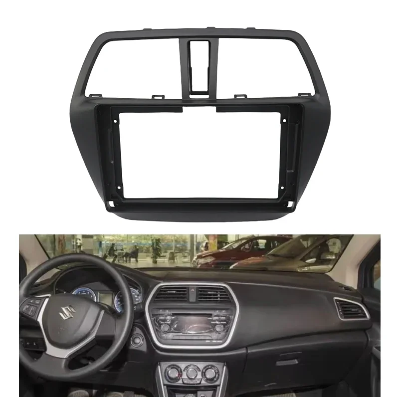For Suzuki SX4 S-Cross 2014 9 Inch Car Radio Fascia Frame Dashboard Stereo Installation Panel Trim Bezel Adapter Kit Black