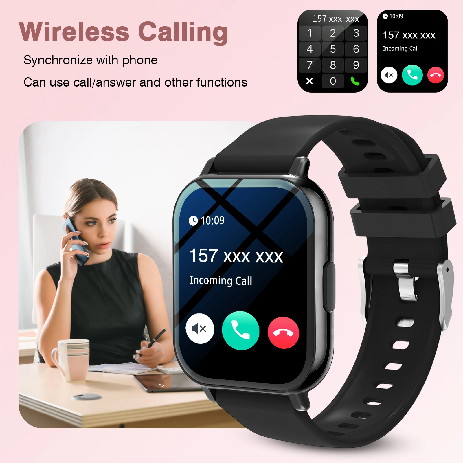 New Smart Watch, Unisex Fashion Sports Watch with Stainless Steel Strap, Wireless Calling, Multi-Sport Mode, Music Control