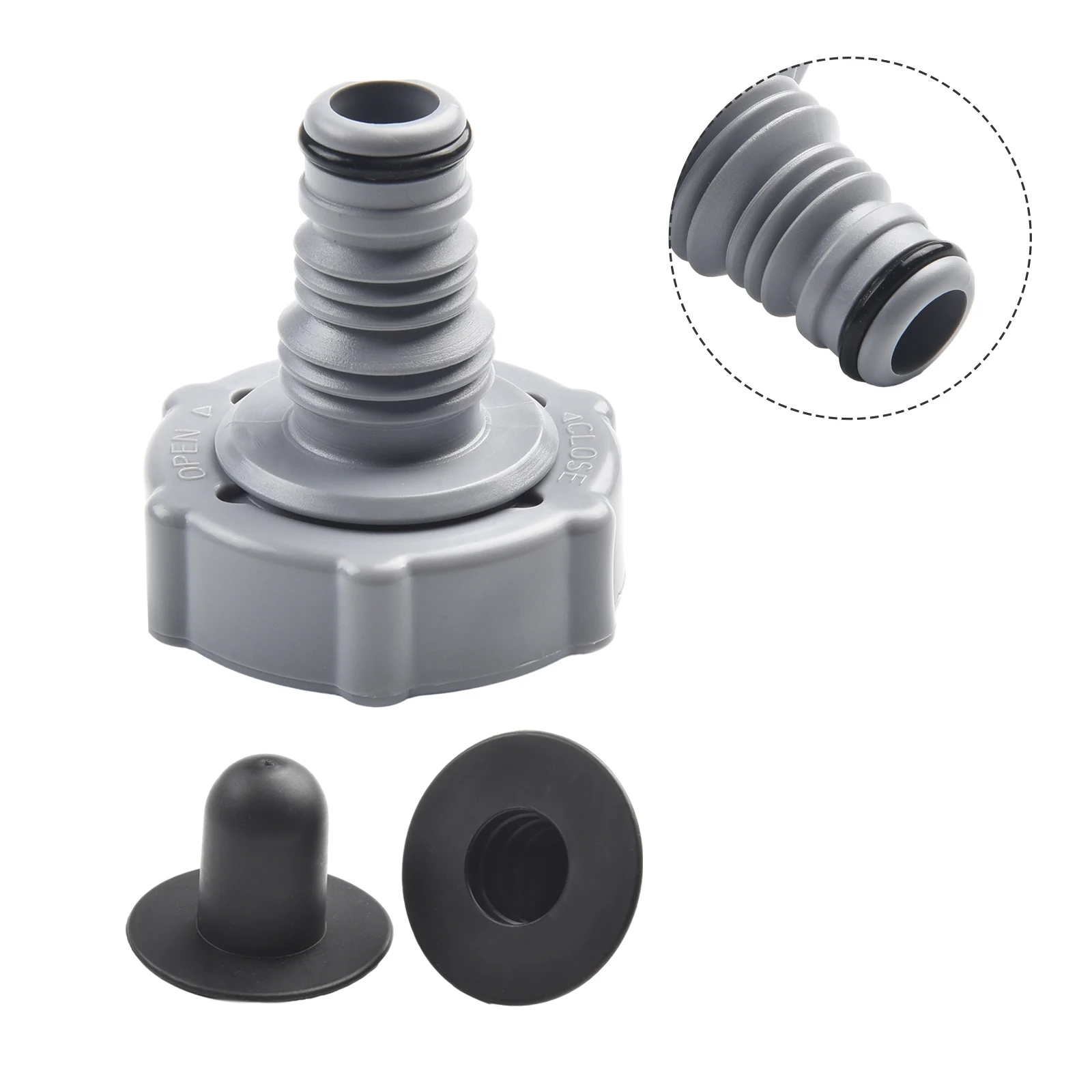 For Draining Pool Hose Adapter Drain Valve Replacement Flush Valve 3pcs/set Gray Pools Parts Rubber Outdoor Pool