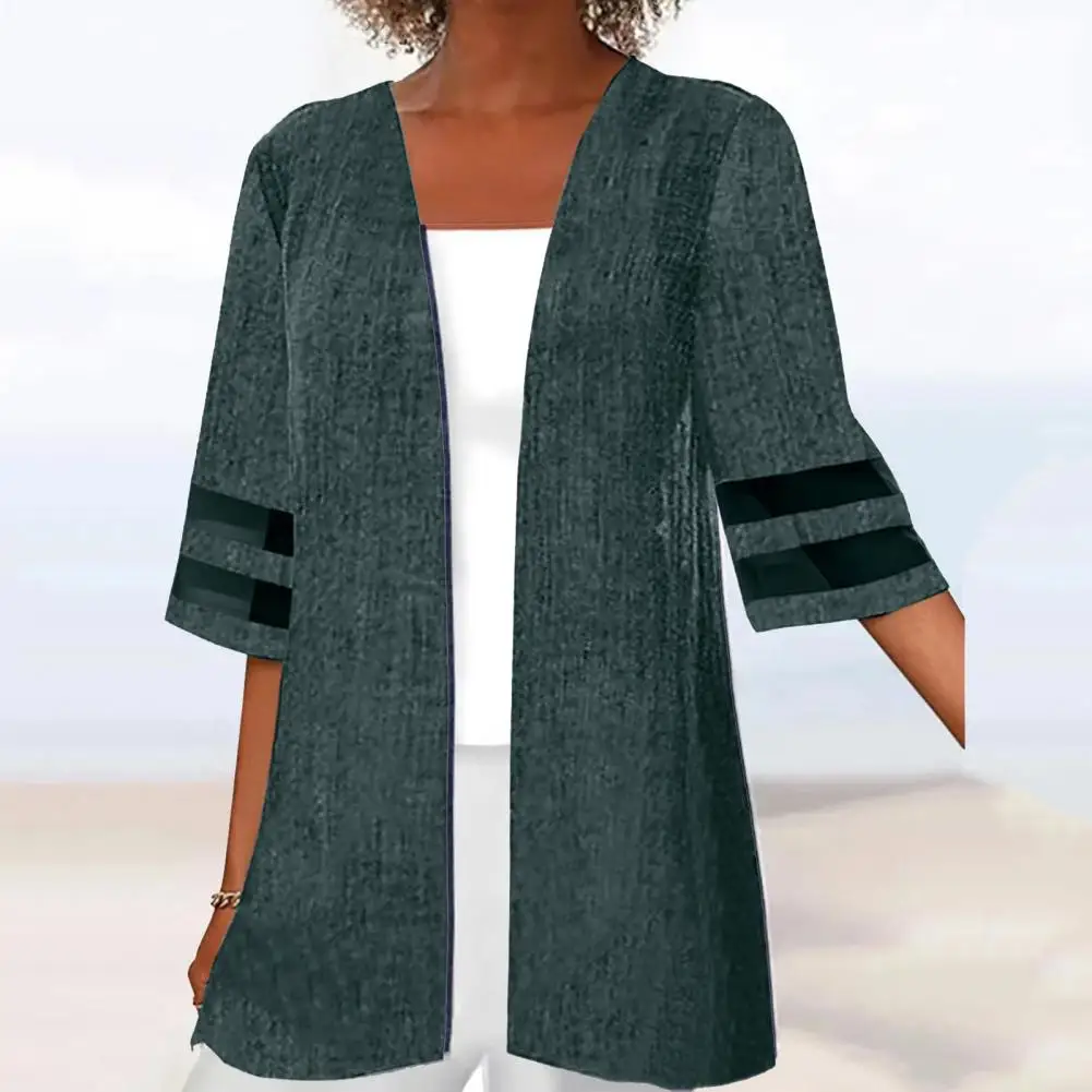 Vintage Halbarm Mittellanger Mantel Mantel Sommer Lose Strickjacke Bohemian Mesh Patchwork Frauen Offenen Stich Strickjacke Jacke 2025