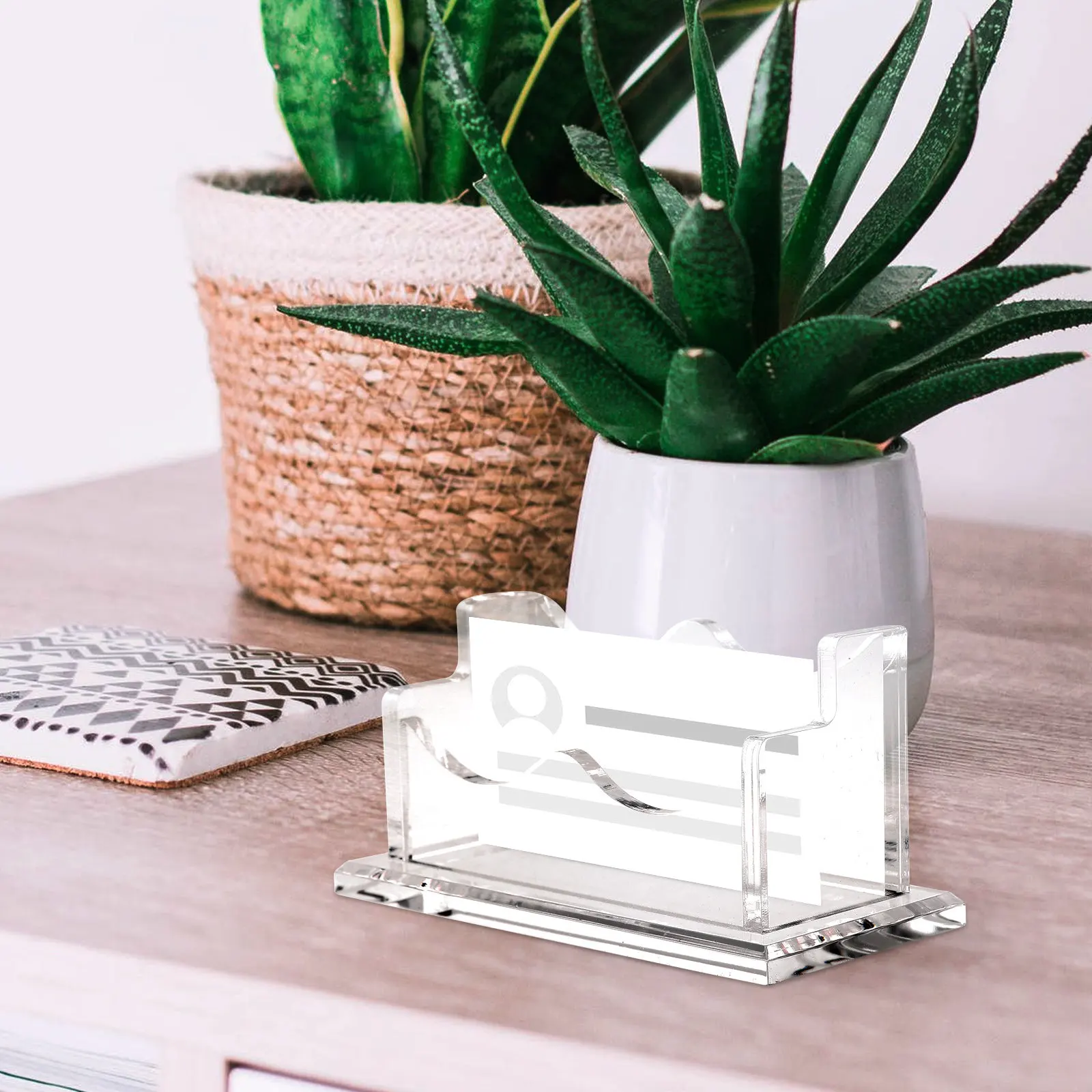 

Держатель для визитных карточек, акриловая настольная подставка для карточек, большая вместимость, нескользящая основа, прозрачный ящик для хранения для офиса