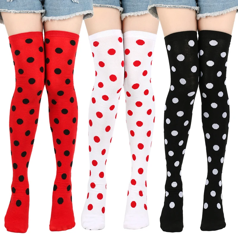 Thigh High Sock Women Dot Stockings Ladies Kawaii Funny Girls Long Over Above Knee Sock Cosplay Christmas