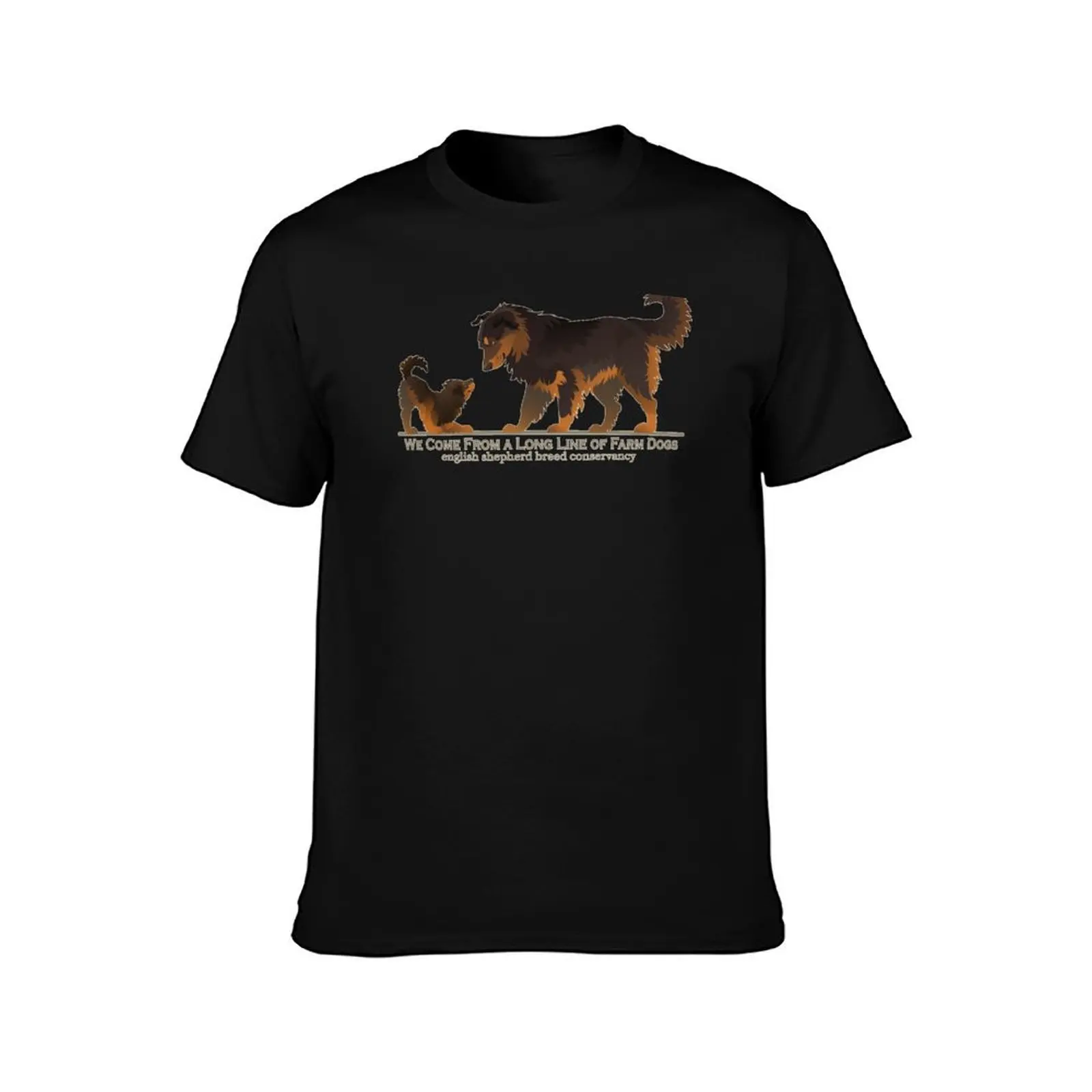 English Shepherd- Dam and Puppy- Black and Tan T-Shirt Summer Casual Cotton Tee Oversized Streetwear Tops Unisex Men Women
