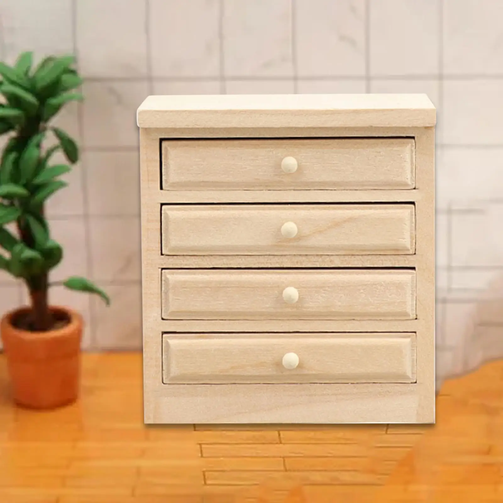 1:12 poppenhuismeubilair gesimuleerde houten kast voor doe-het-zelf-modelkinderen