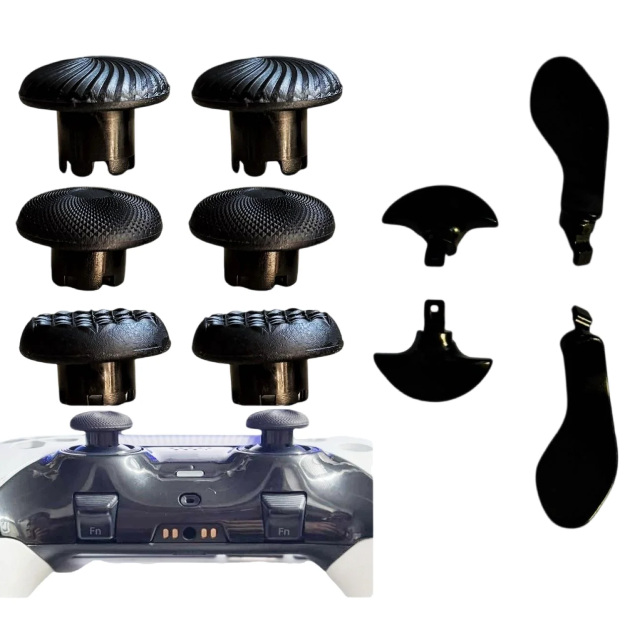 

10PCS Black Anti-slip joysticks Interchangeable Thumbstick for PS5 Edge Controller Replacement Parts with Metal back paddles