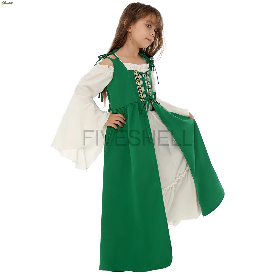2 Pcs Set Halloween Chirstmas Cosplay Girls Medieval Renaissance Costumes Suit Dress Victorian Princess Steampunk Long Dress