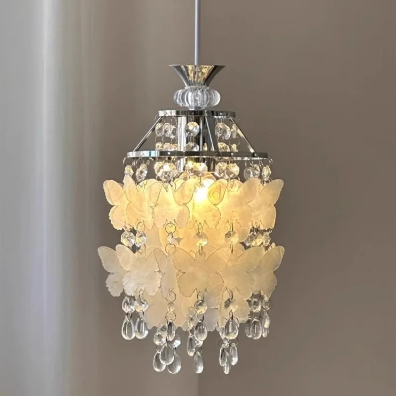 French cream American light luxury mermaid shell wind chime crystal chandelier balcony grape lamp
