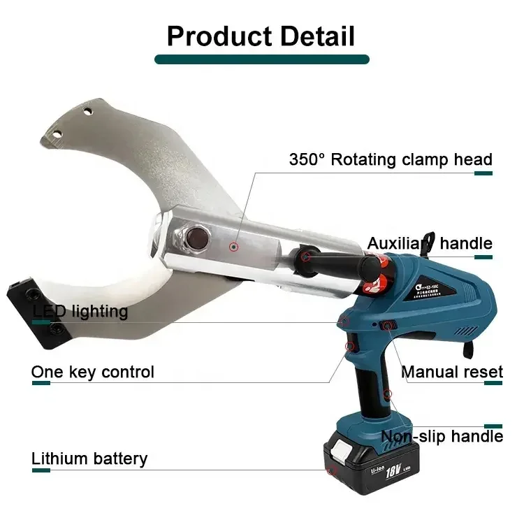 EZ-400 Battery Cu50-400mm2 Portable Wireless Cordless Hydraulic Cable Crimper Connector Copper Cordless Electric Crimping Tool