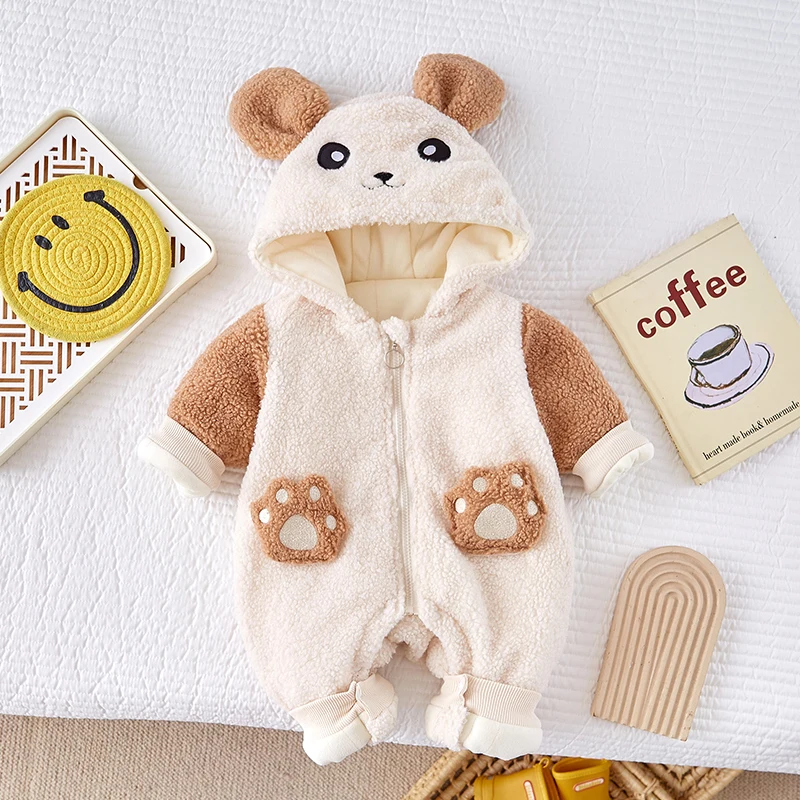 Zimowy strój niemowlęcy Thiened Fce, kombinezon z nadrukiem kreskówkowym, ciepły strój do wspinaczki na zewnątrz, kombinezon dla niemowląt