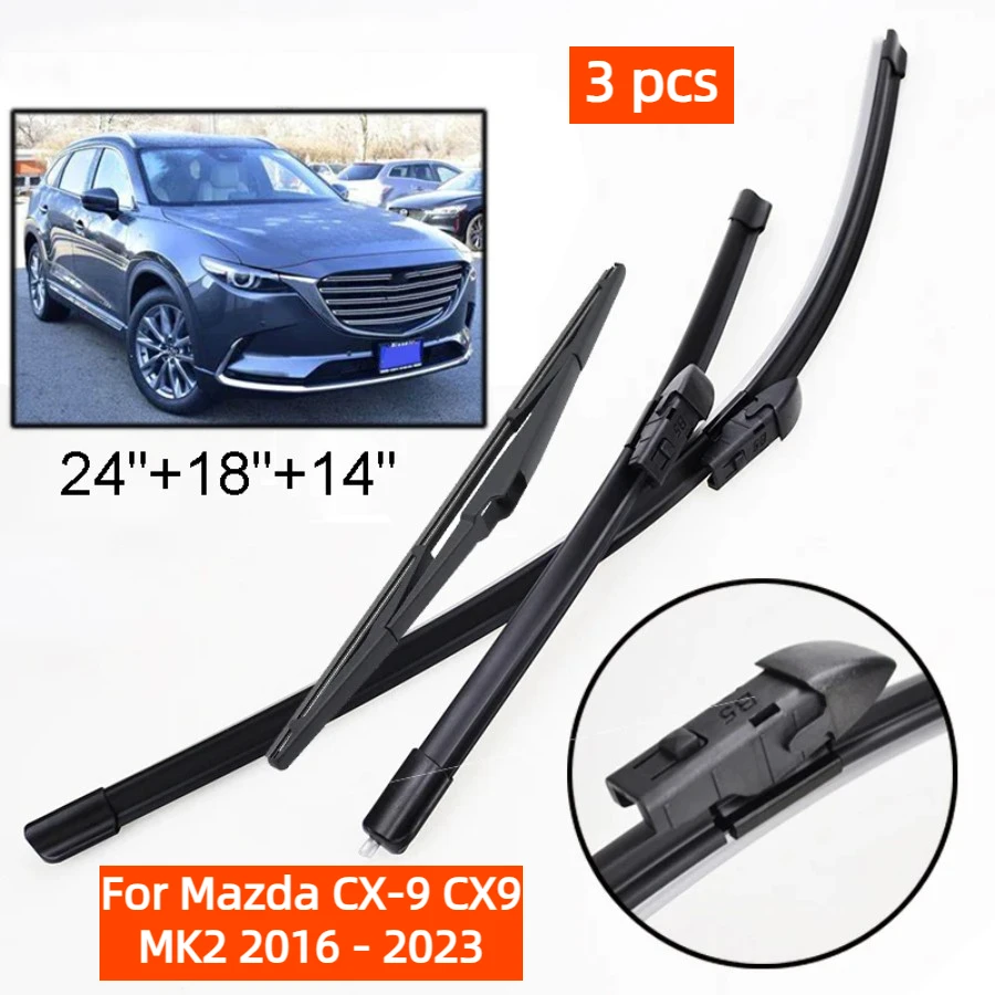 Front & Rear Wiper Blades Set For Mazda CX-9 CX9 MK2 2016 - 2023 Windshield Windscreen Window Brushes 24