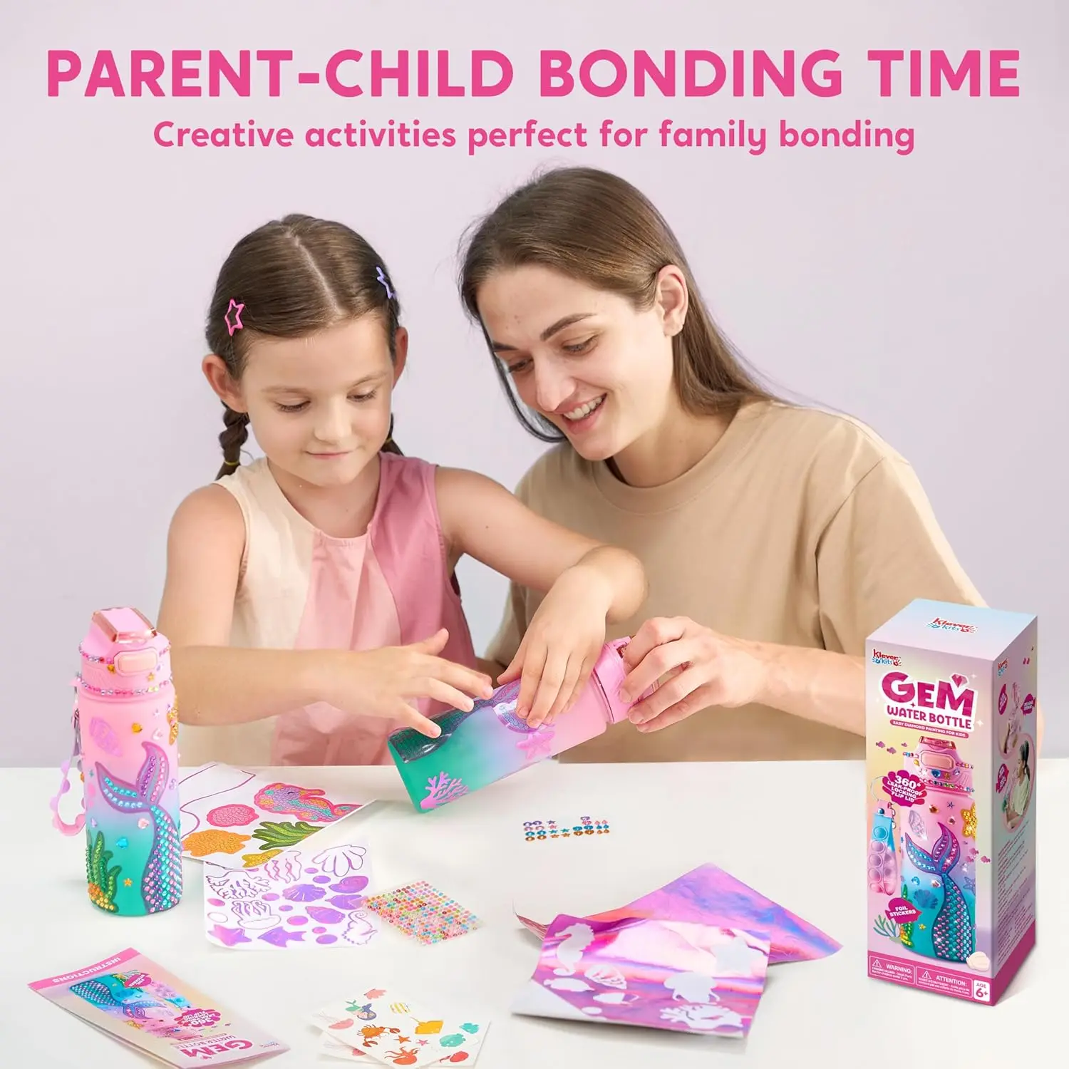 JOYFY Versier je eigen waterflessets Zeemeermin DIY Gem Diamond Painting Ambachten Kunst voor meisjes Leeftijd 6+ Verjaardag Kerstmis