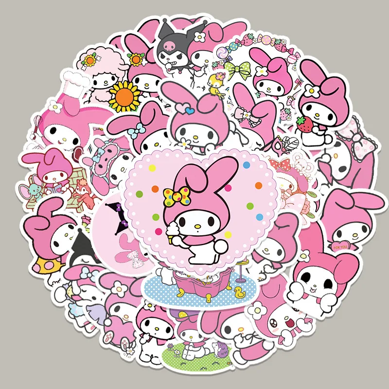 Kawaii Sanrio My Melody  Stickers Decal Laptop Guitar Motorcycle Phone Luggage Car Diy Cartoon Sticker For Kids Toys