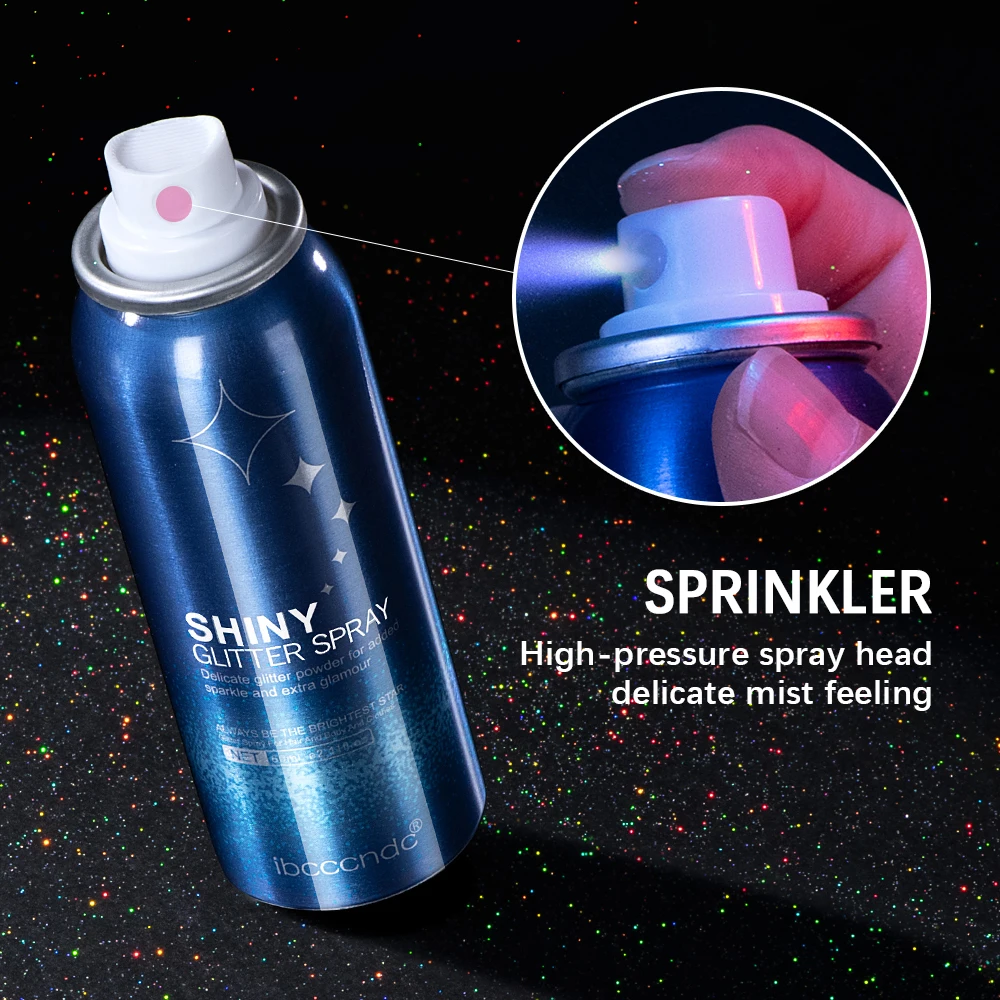 Shiny Silver Glitter Spray Waterproof Shiny High Gloss Glitter Powder Spray Powder Makeup for Face Body Highlight Makeup 60ml