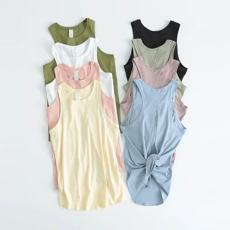 Super miękki sportowy podkoszulek do jogi Lekki damski podkoszulek z odkrytymi plecami Zwykła sportowa kamizelka fitness Luźny krój Nylon Jogger Workout Activewear