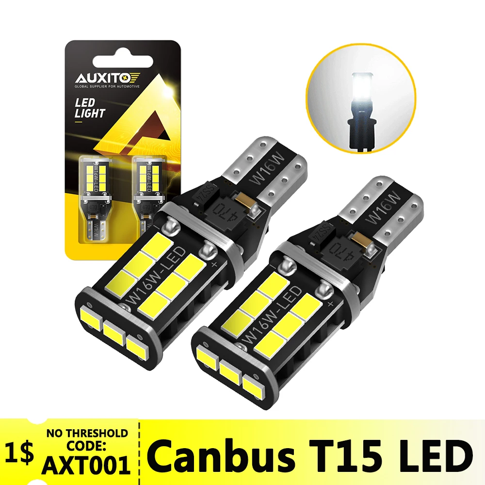 

AUXITO 2Pcs LED T15 W16W Canbus 2835SMD Car Revering Light Backup Lamp 6000K 921 912 LED Bulb No Error 1200LM Super Bright White