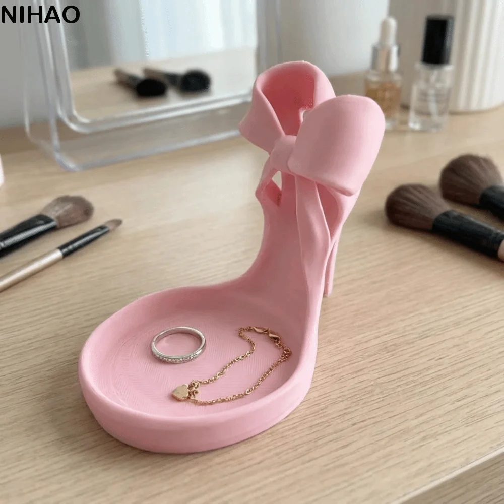 

Подставка для украшений на высоком каблуке, напечатанная на 3D-принтере, мини-поднос для хранения украшений в стиле INS, декоративные элегантные подставки для демонстрации серег и ожерелий