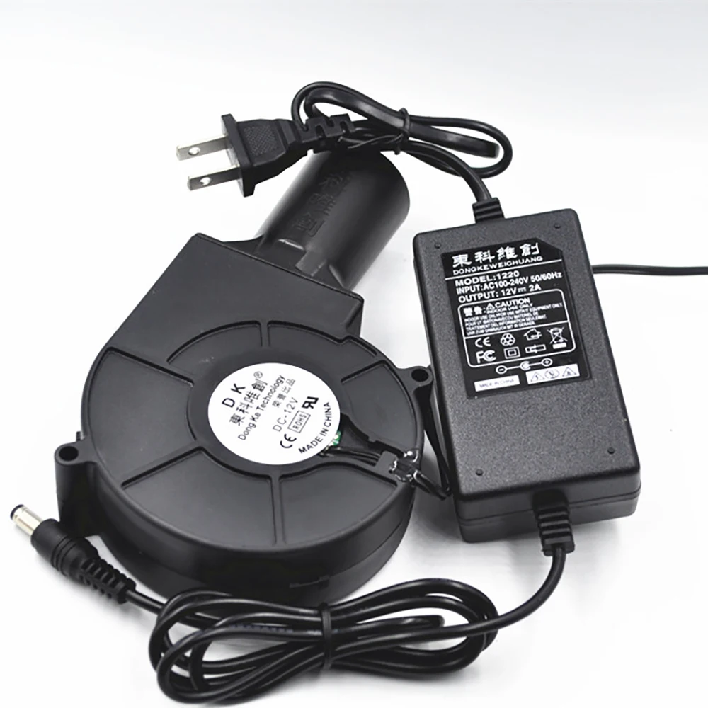DC 12V 9733 Small Portable High-Volume Turbo Blower with Air Collecting Port Power Supply Speed Controller 6000RPM