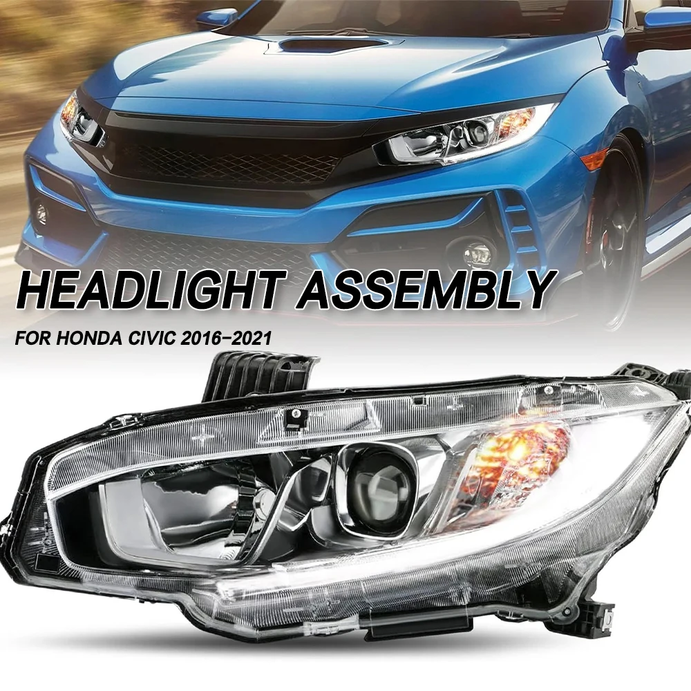 

For Honda Civic 2016 2017 2018 2019 2020 2021 Front Bumper Head Light Headlamp Driving Headlight Turn Signal Light